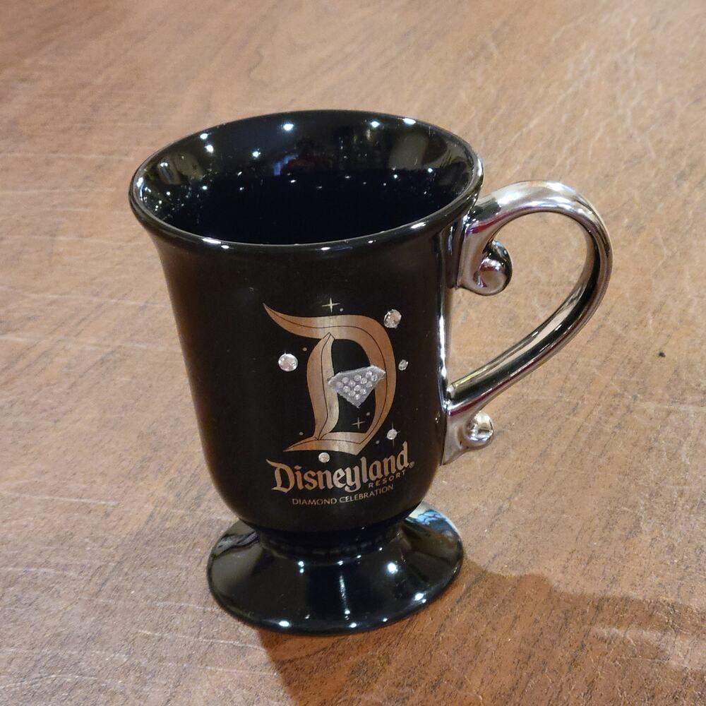 Disneyland Diamond Celebration Footed Mug Black w/ Rhinestones 60th Anniversary